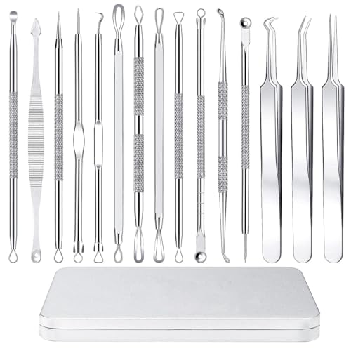 MAYCREATE® Blackhead Remover Tool Kit Pore Cleaning Tools, 15pcs Stainless Steel Blackhead Remover Tool Kit for Pimples, Blackheads, Whiteheads, Zit, Deep Pore Cleaning Tool with Storage Box MAYCREATE® Blackhead Remover Tool Kit Pore Cleaning Tools, 15pcs Stainless Steel Blackhead Remover Tool Kit for Pimples, Blackheads, Whiteheads, Zit, Deep Pore Cleaning Tool with Storage Box